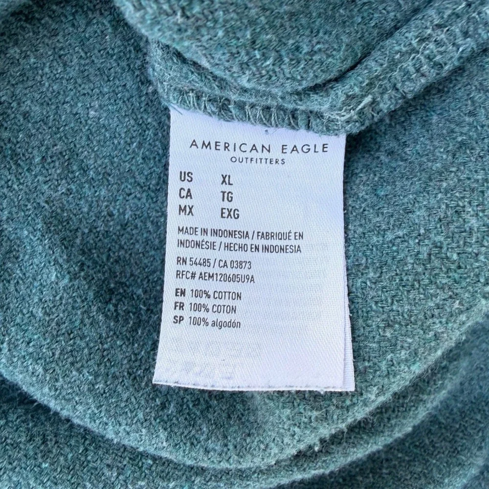 American Eagle Blue Green Shacket Button‎ Up Shirt Long Sleeve Cotton Mens XL - Picture 5 of 8